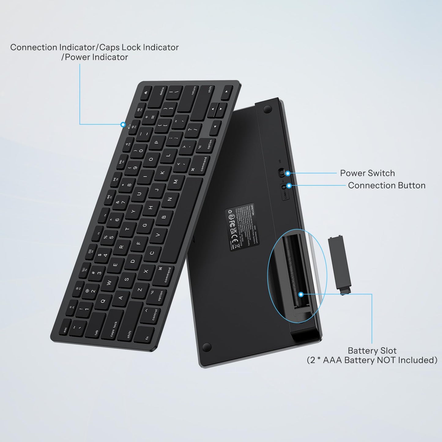 OMOTON Bluetooth Keyboard Compatible with Mac, Compact Wireless Keyboard Compatible with MacBook Pro/Air, iMac, Mac mini/Pro Laptop and PC (Silver)
