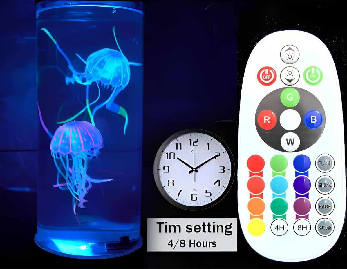 CALOVER Large Jellyfish Lamp Gifts for Kids Adults Electric Fantasy Tank Aquarium Night Mood Light for Birthday Holiday Home Christmas Decoration Relaxion