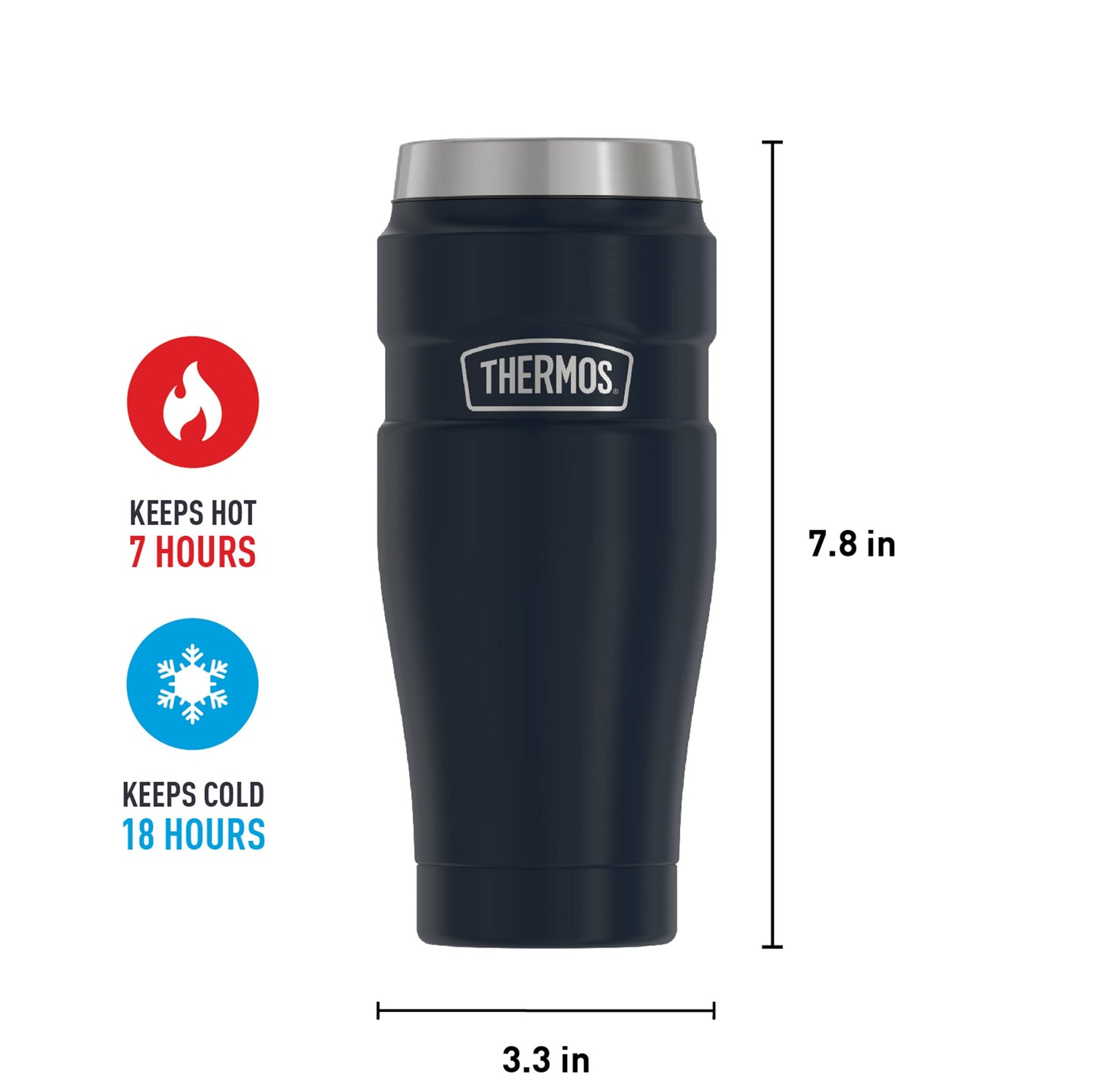 THERMOS Stainless King Travel Tumbler, 16 Ounce, Vacuum-Insulated | Midnight Blue | Pack of 4