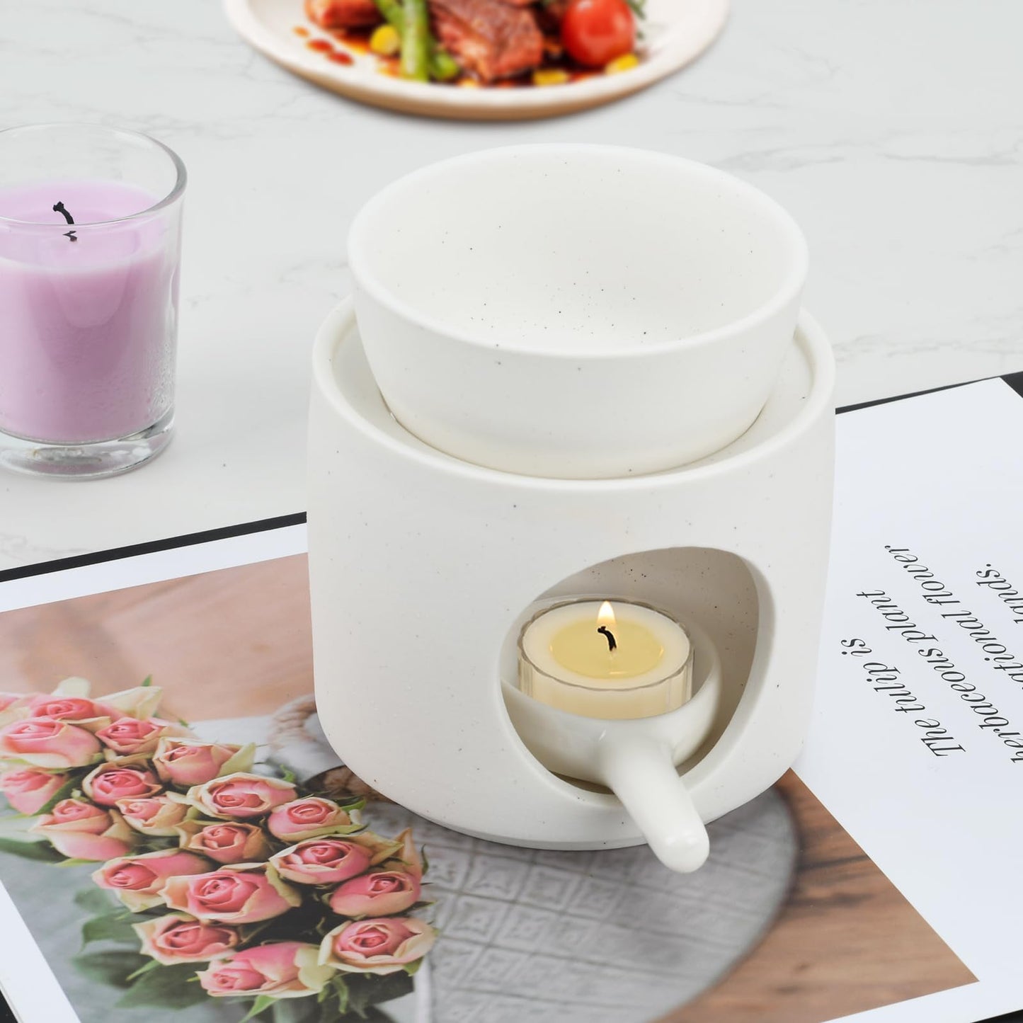 BYZCYSG White Burner, Ceramic Tealight Warmer, Scented Oil Diffuser, White Ceramic Tea Light Candle Holder