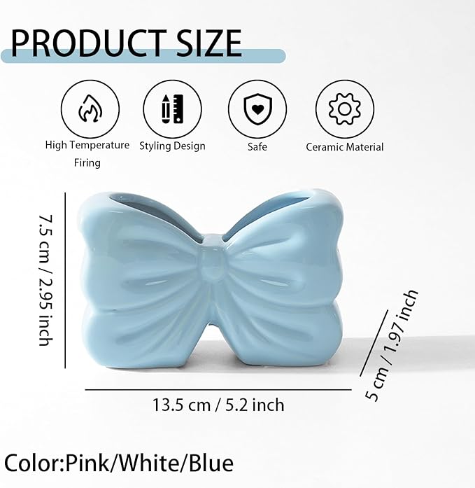 Bow Toothbrush Holder， 2-Slot Toothbrush and Toothpaste Holder Cute Toothbrush