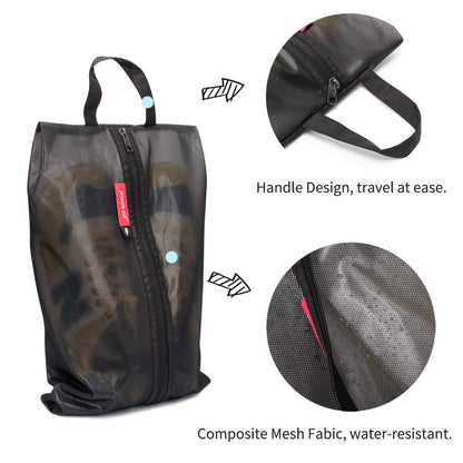 pack all Shoe Bag for Travel, Water-Resistant Shoe Pouch for Gym, Odor-Resistant Soccer Cleats Bag for Sport (Black, 1-Pack)