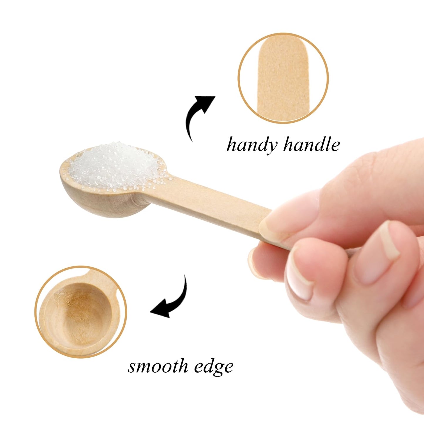 Tebery 60PCS Mini Wooden Spoons Small Bath Salt Spoon Candy Spoon Baby Spoon for Spice Jars Seasoning Honey Coffee