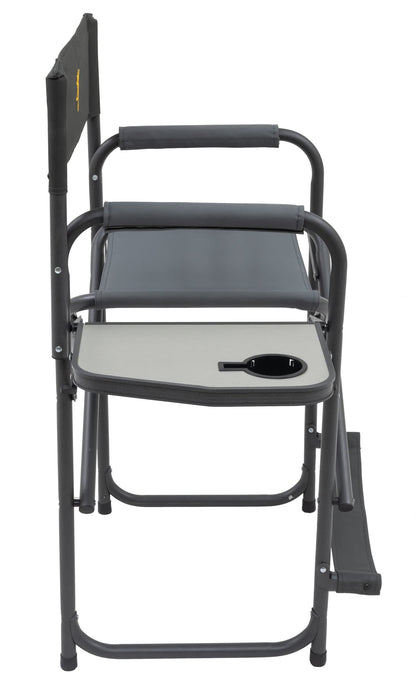 Browning Directors Chair - Outdoor Folding Chairs Made with Durable Fabric and Sturdy Aluminum/Steel Frame, with Extra Tall Seat and Flip-Down Footrest, Plus, Charcoal/Gray
