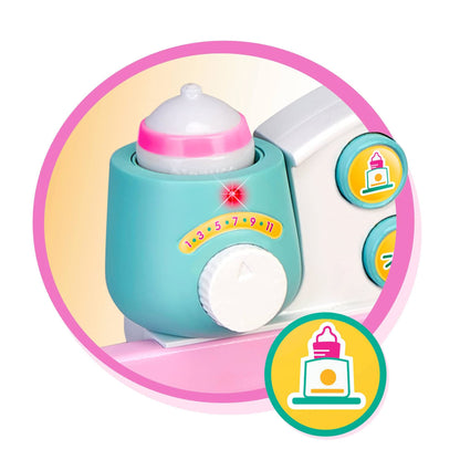 Nenuco - Good sleep cradle, interactive cot with lights and sounds, with a soft body doll for the youngest children and accessories such as bottle and soother, Famosa (700017203)