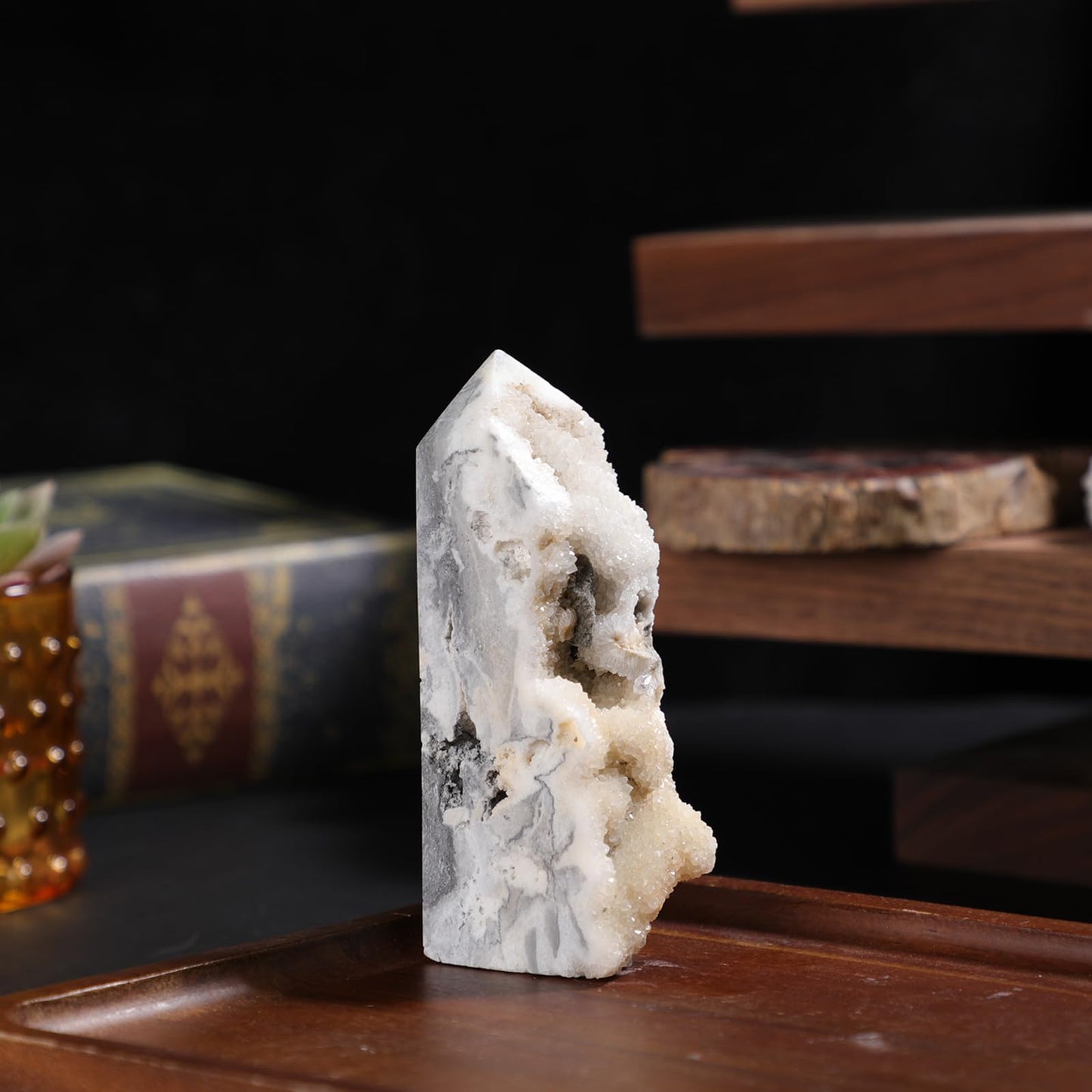 dssmboom Irregular Crystal Point Stone Wand for Meditation Rock Quartz Crystal Cluster Geode Tower for Home Decor Mineral Specimen, 2.17"-3.55"