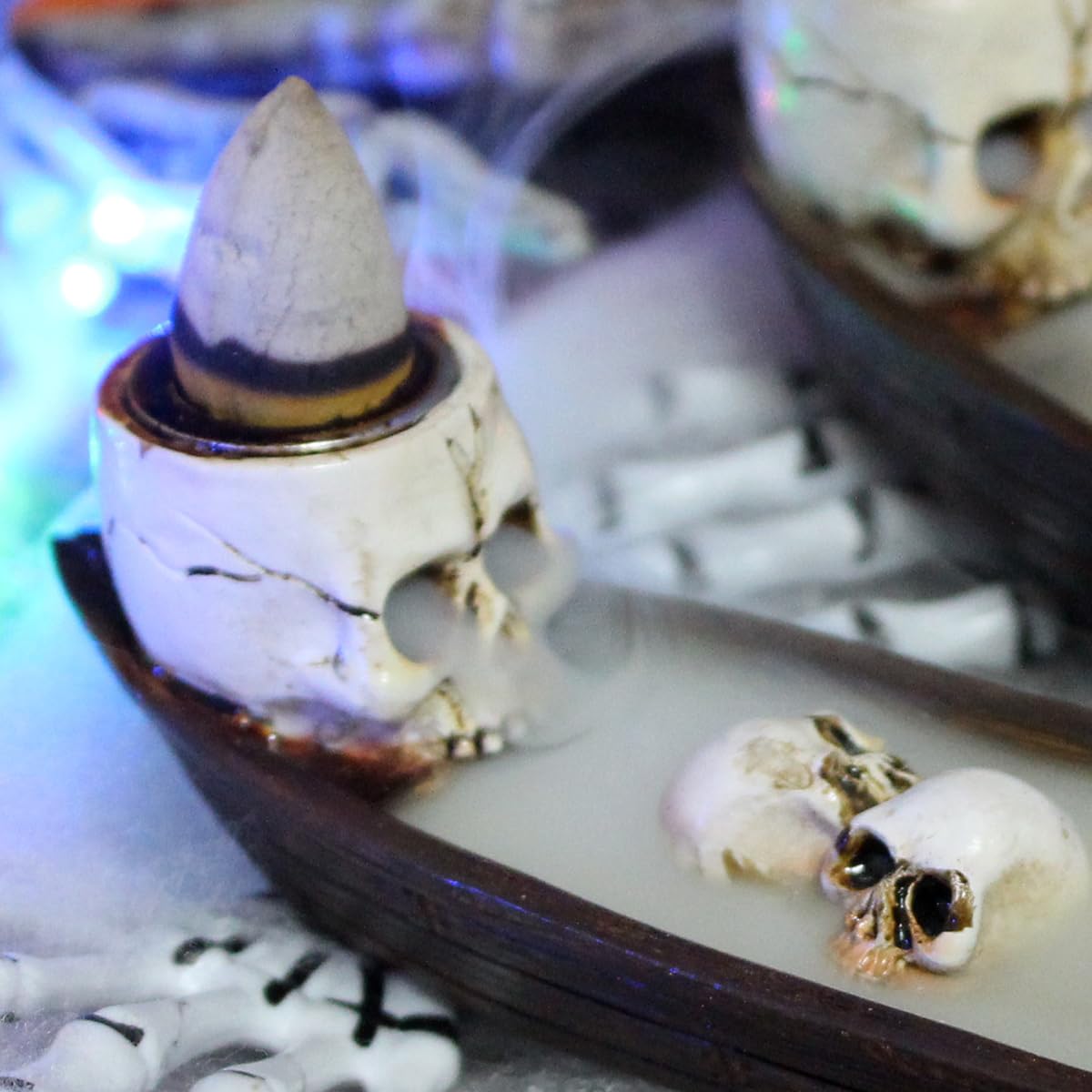 Incense Burner, backflow Incense Burner,Skeleton Ship Incense Holder,Hand-Carved Decorations,Cool Room Decorations, Awesome and Ideal Gifts, Brown