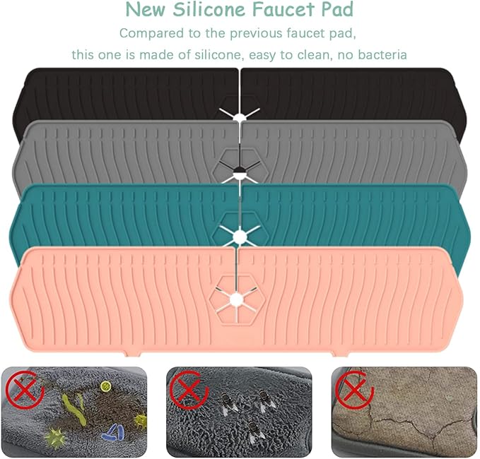 Kitchen Faucet Sink Splash Guard, Sink Draining Pad Behind Faucet, Rubber