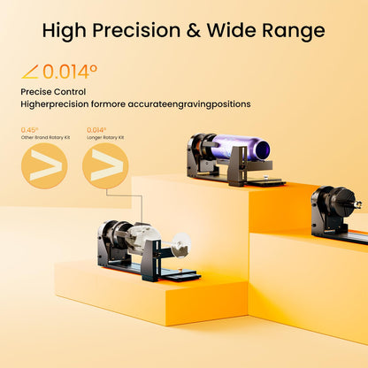 Longer Chuck Rotary Roller is ideal for engraving cylindrical, wine glass, and irregular objects. Y-axis 360° rotation, compatible with Ray5, Ray5 Mini, B1, and most other frame-style laser engravers.