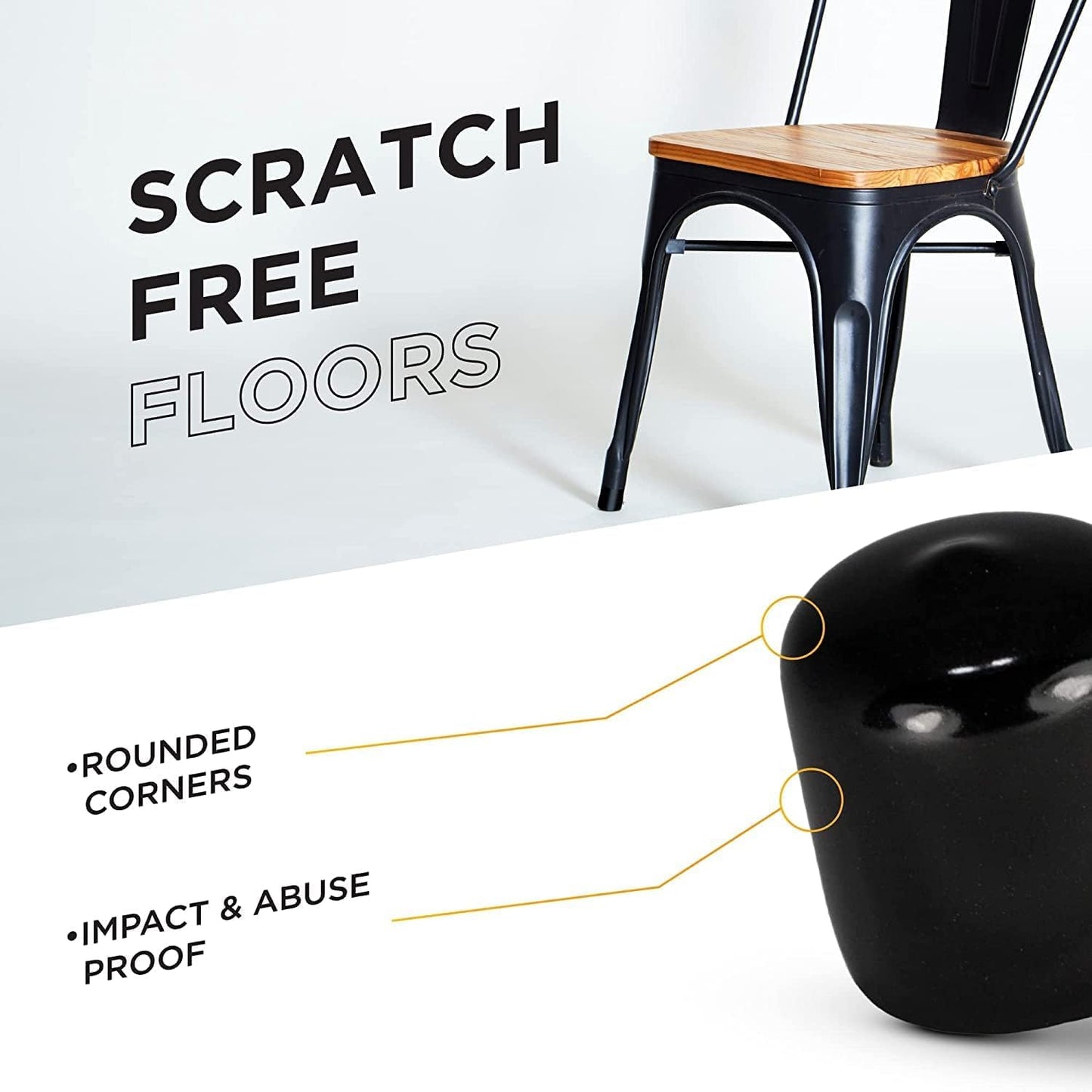 Prescott Plastics 1" (25.4mm) Outer Diameter Flexible Plastic Hole Caps, Round Black Metal Tubing End Caps, Strong Furniture Leg Inserts, Impact & Weather Resistant, Made in The USA - 4 Pack