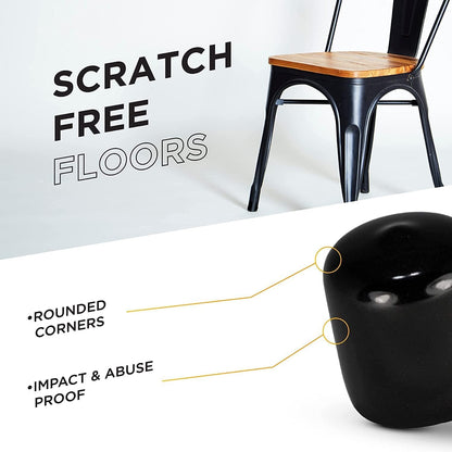 Prescott Plastics 1" (25.4mm) Outer Diameter Flexible Plastic Hole Caps, Round Black Metal Tubing End Caps, Strong Furniture Leg Inserts, Impact & Weather Resistant, Made in The USA - 4 Pack