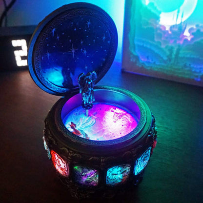Vintage Music Box with Constellations Rotating Goddess LED Lights Twinkling Resin Carved Mechanism Musical Box with Sankyo 18-Note Wind Up Signs of The Zodiac Gift for Birthday (A1 Upgraded)