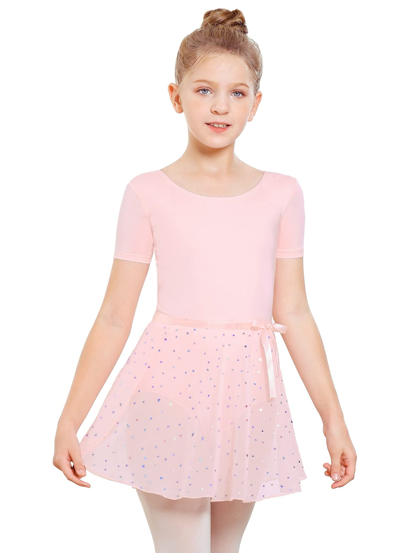 Stelle Ballet Leotards for Girls Dance Dress Outfit Combo with Skirt and Tights (Ballet Pink,110)