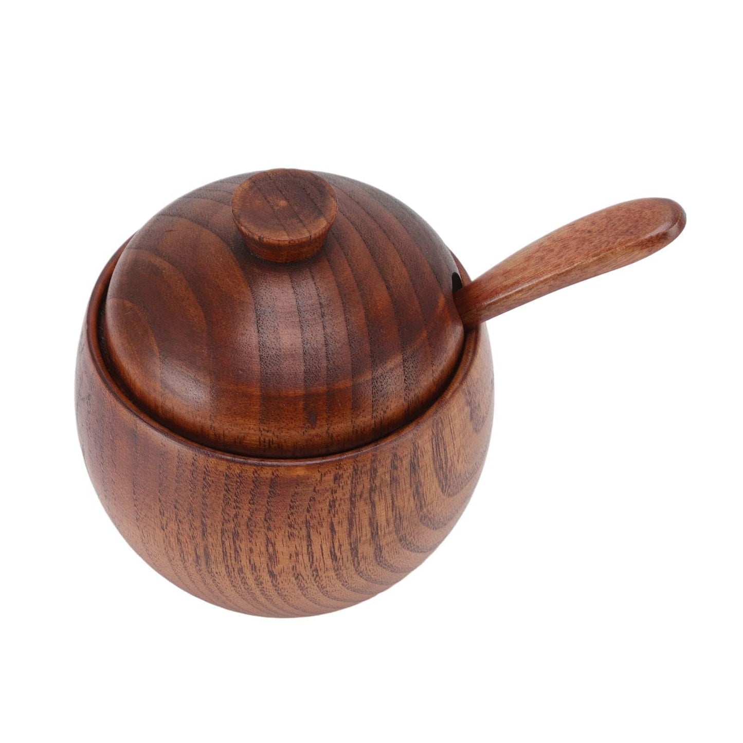 Wooden Salt Box with Lid Spoon, Sugar Bowl Seasoning Container Holder Salt Spice Jar Box Salt Keeper, Pepper, Tea Container for Kitchen Countertop Restaurant