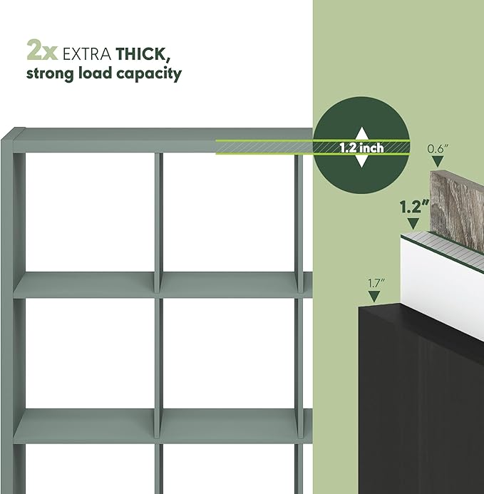 Furinno Cubicle Book Shelf, 9-Cube Bookshelf, Extra Thick Frame Reversible