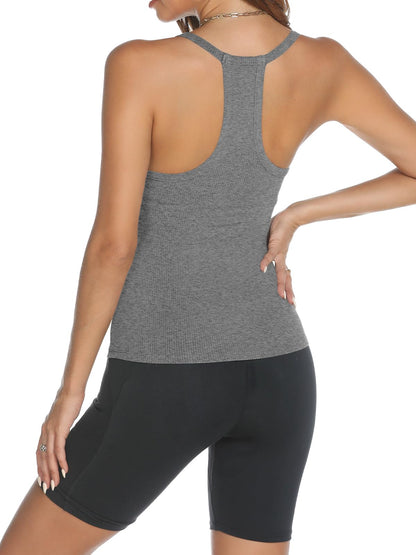 Trendy Queen Womens Ribbed Tank Tops Racerback Summer Basic Camisole V Neck Going Out Slim Fit Fashion Clothes 2024 Darkgrey S