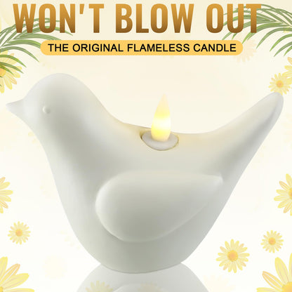 Bucherry 3 Pcs Flameless Candle Battery Operated LED Candles Resin Bird Candles LED Real Flame Technology Light Bird Home Decorations for Spring Summer 4.7 x 5.5 Inch