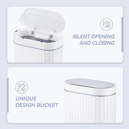ELPHECO Bathroom Motion Sensor Trash can 2 Gallon Automatic Garbage Can, 10 L Slim Plastic Smart Trash Can with Lid, Waterproof Intelligent Trash Bin for Bedroom, Bathroom, Kitchen, Office, Grey