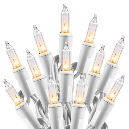 Minetom Clear Christmas Lights Set 100 Count 20 Feet Incandescent Bulb Mini String Lights for Indoor Christmas Tree Garland Birthday Wedding Party Festival Decoration, White Wire