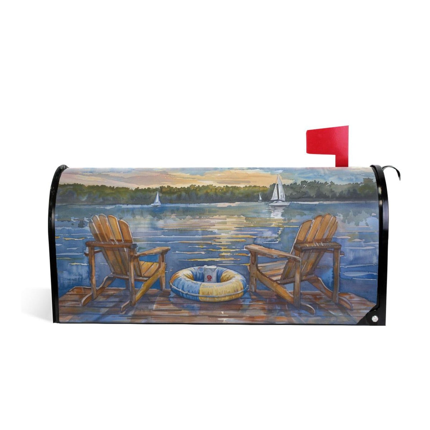 ALAZA Waterfront Retreat Nautical Magnetic Mailbox Cover MailWraps Garden Yard Home Decor for Outside Standard Size-18"x 20.8"…