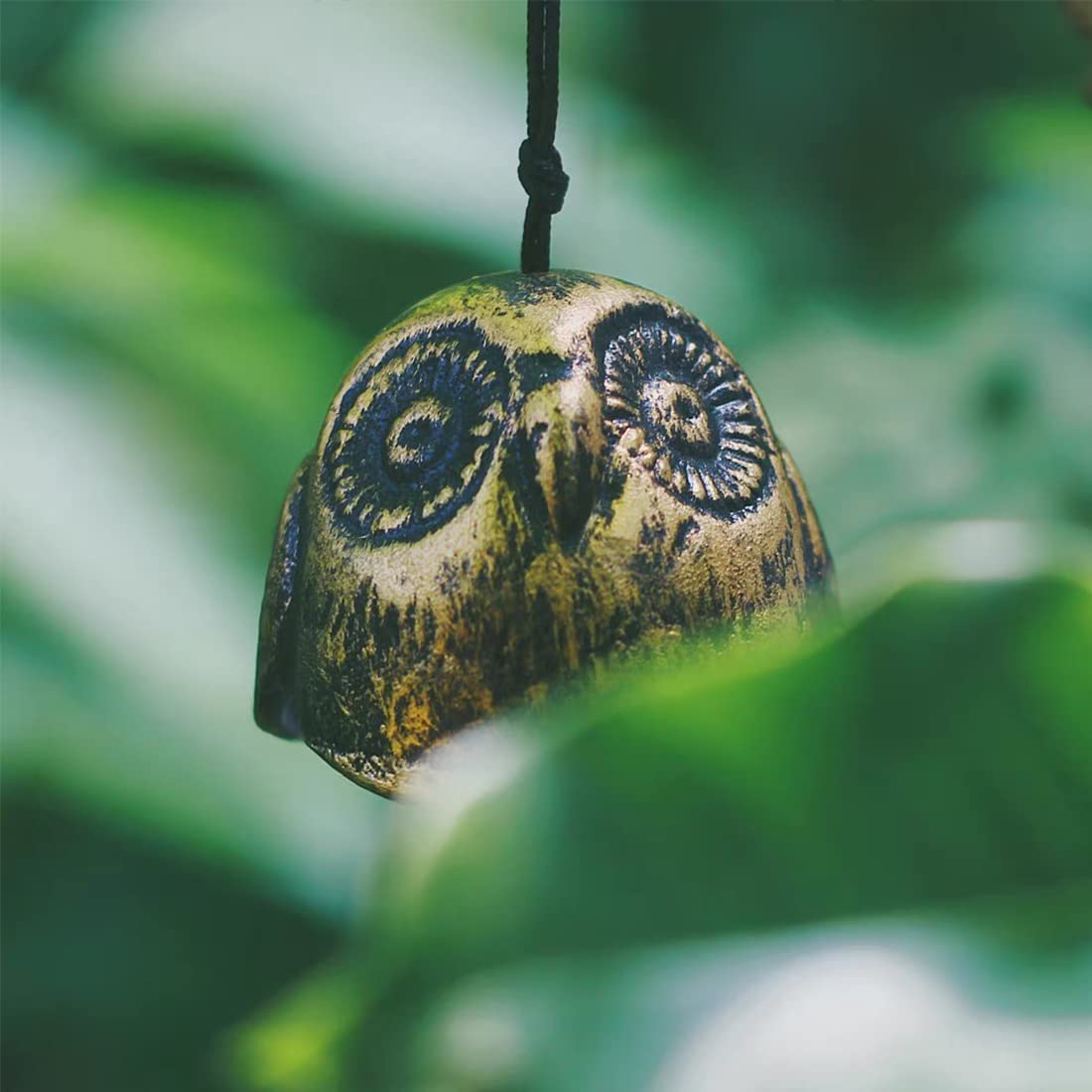 Oavand Set of 2, Japanese Bless Small Wind Chimes Outdoor, Iwachu Cast Iron Lucky Temple Wind Bell Memorial and Sympathy Wind Chimes for Outside Good Luck for Garden, Patio, Balcony (Goldfish and owl)