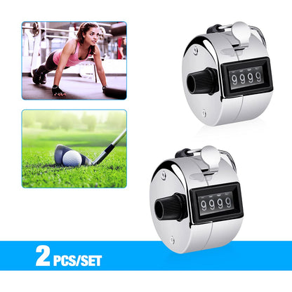 SLTG2020 2PCS Set Portable 4 Digit Handheld Number Click Golf Counter Tally Recorder
