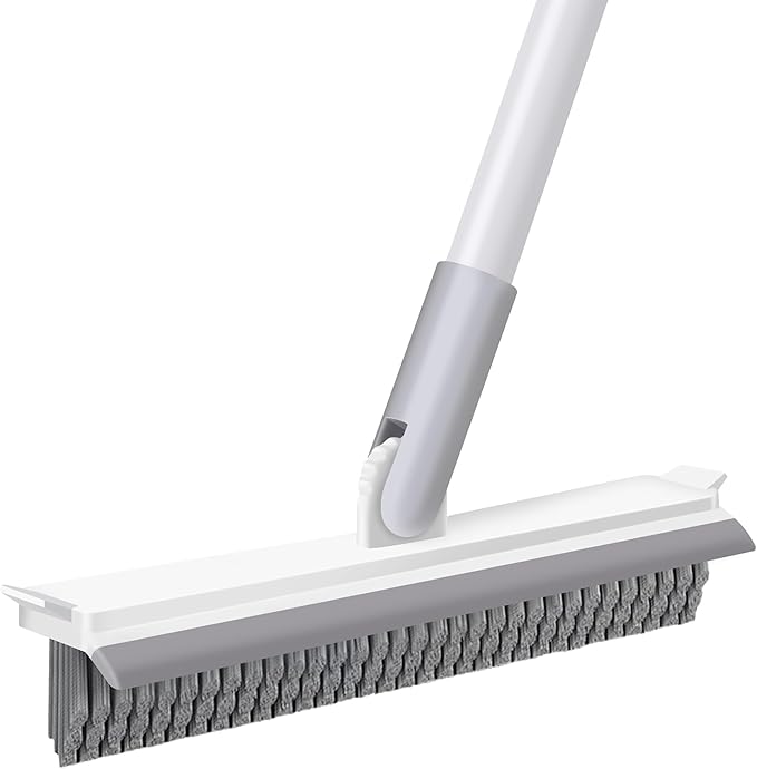 Grout Brush with Long Handle, Floor Cleaning Scrubber with Stiff Bristles