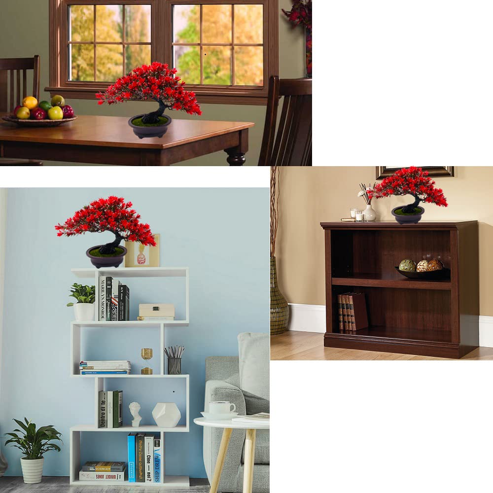 Artificial Plants & Greenery Fycooler Fake Plants Plastic Artificial Bonsai Tree, Red Bonsai Tree Juniper for Home Bedroom Living Room Office Desk Bookshelf Farmhouse Decor Zen Garden Decorations