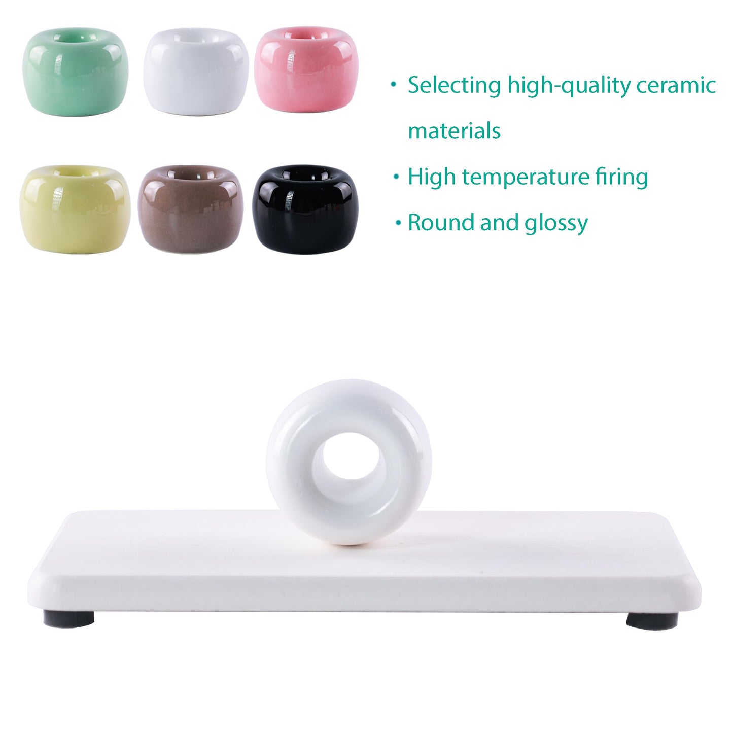 NiuYichee Set of 6 Sleek Mini Ceramics Toothbrush Holder, Small Ceramic Ring, Perfect Size for Bathroom Vanity Countertops