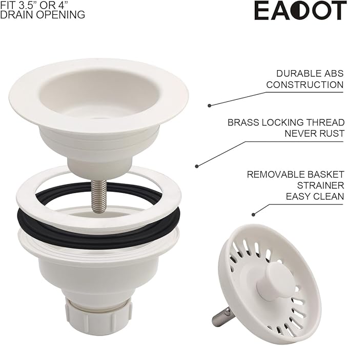 3-1/2 Inch Polymer White Sink Drain Assembly