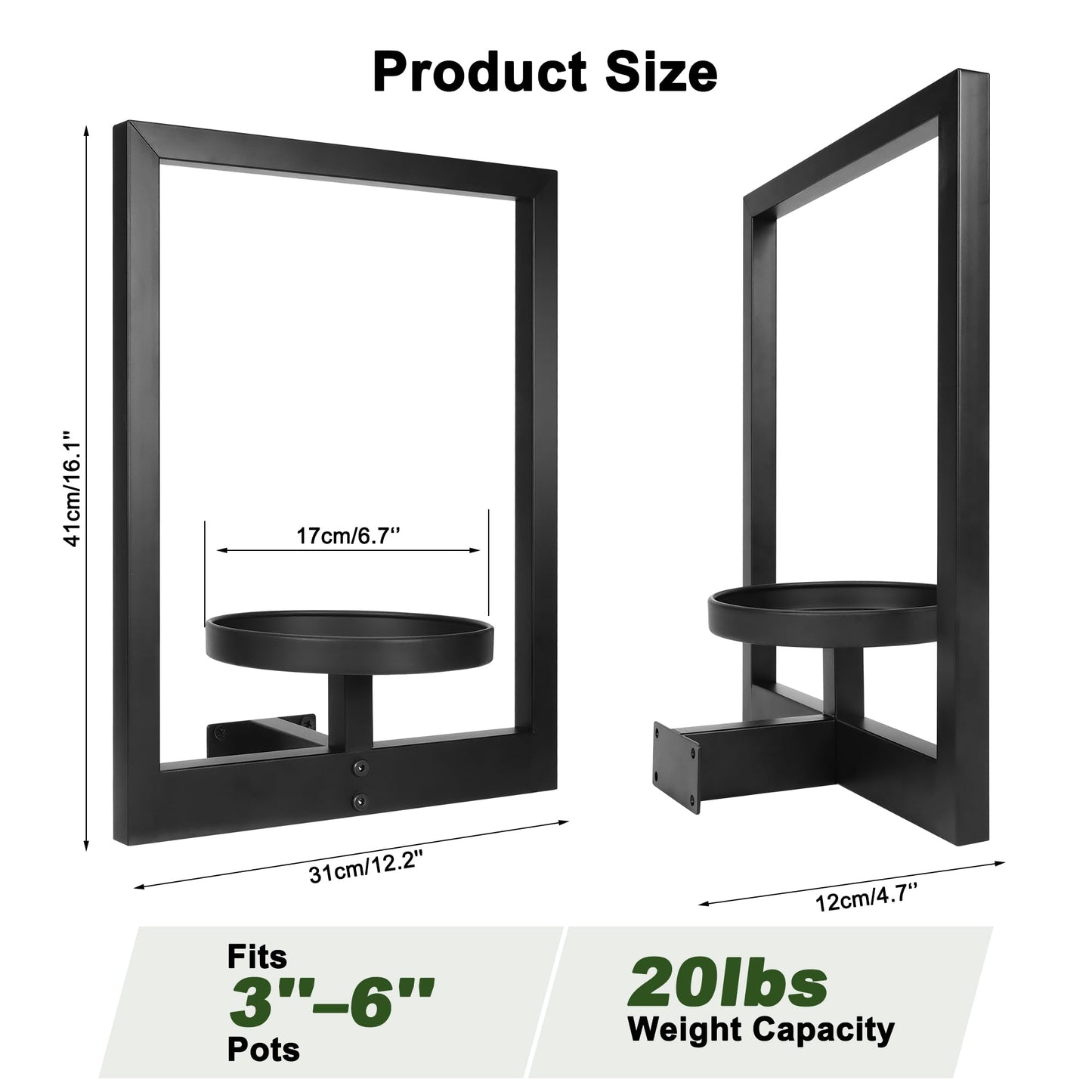 Wacloud Heavy-Duty Wall Planters for Indoor Plants, Modern Metal Hanging Plant Holders, Picture Frame Wall Plant Shelves for Living Room, Balcony, Patio, Window Garden Décor, 3-Pack