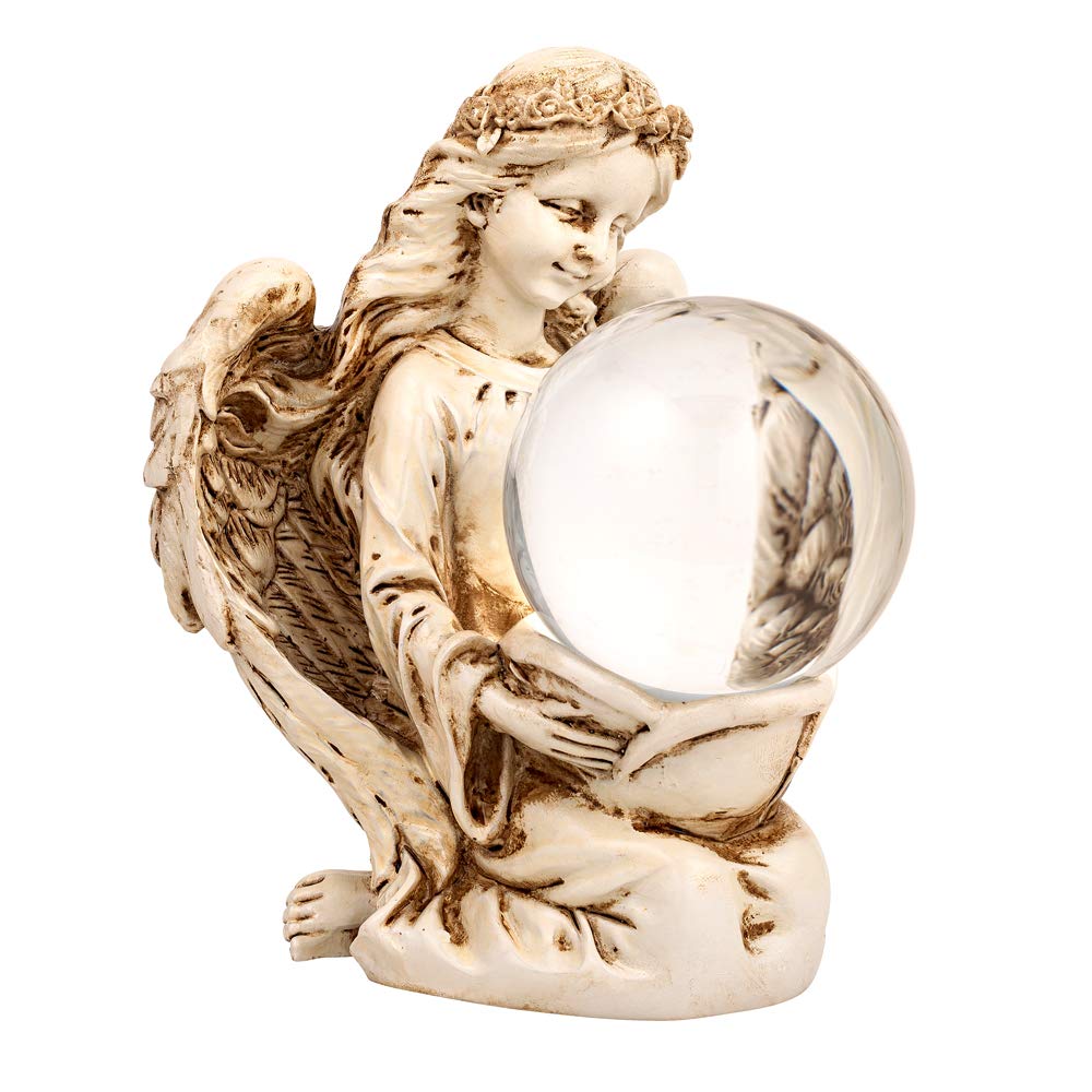 Amlong Crystal Angel Statue Figurine and 2.5" Diameter Clear Crystal Ball with Gift Box