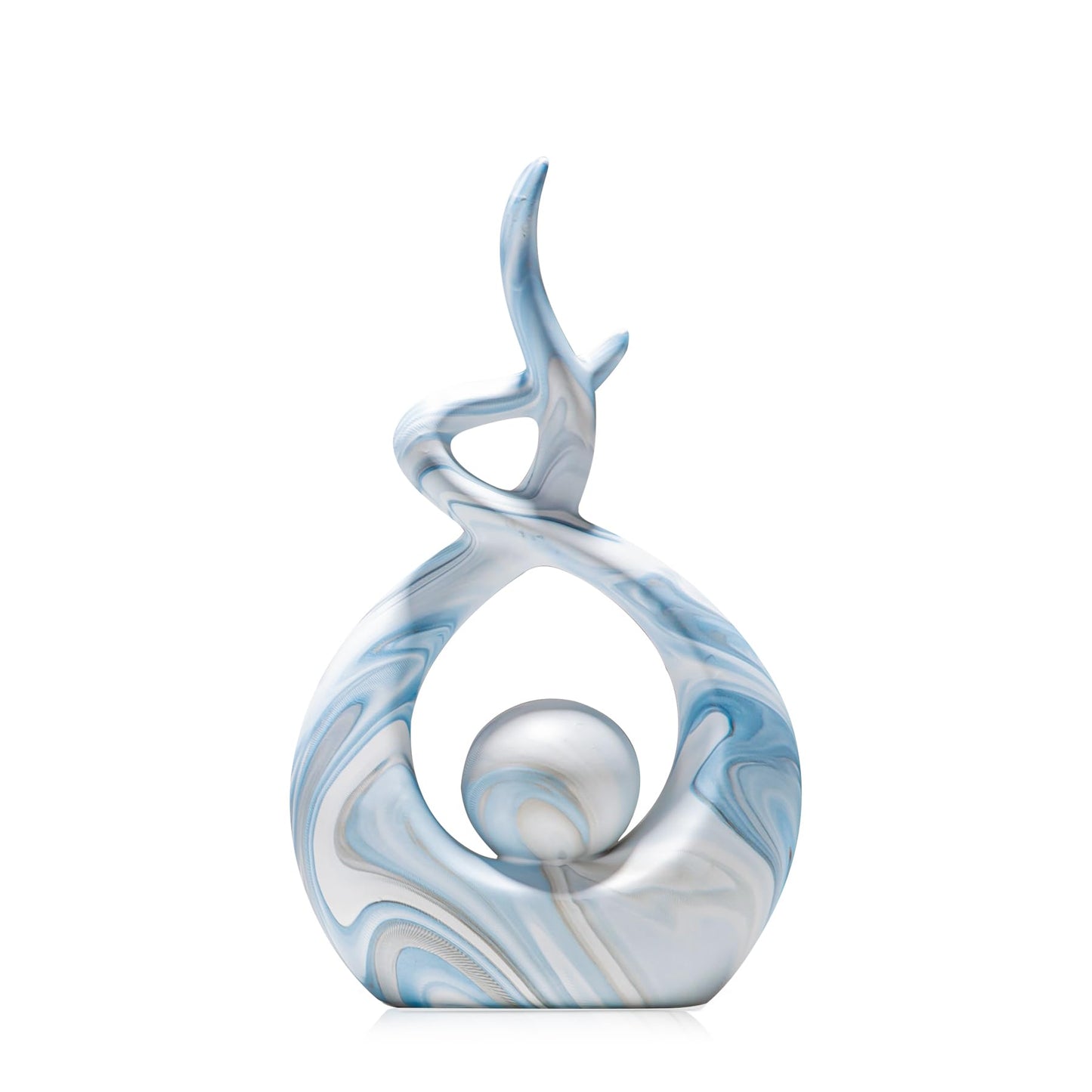 TZIZO Blue Sculpture Home Decor, Modern Living Room Decorations, Ceramic Statues Coffee Table Decor, Centerpiece for Dining Room, Abstract Art Home Décor Accents (10.91" H × 6.69" W)