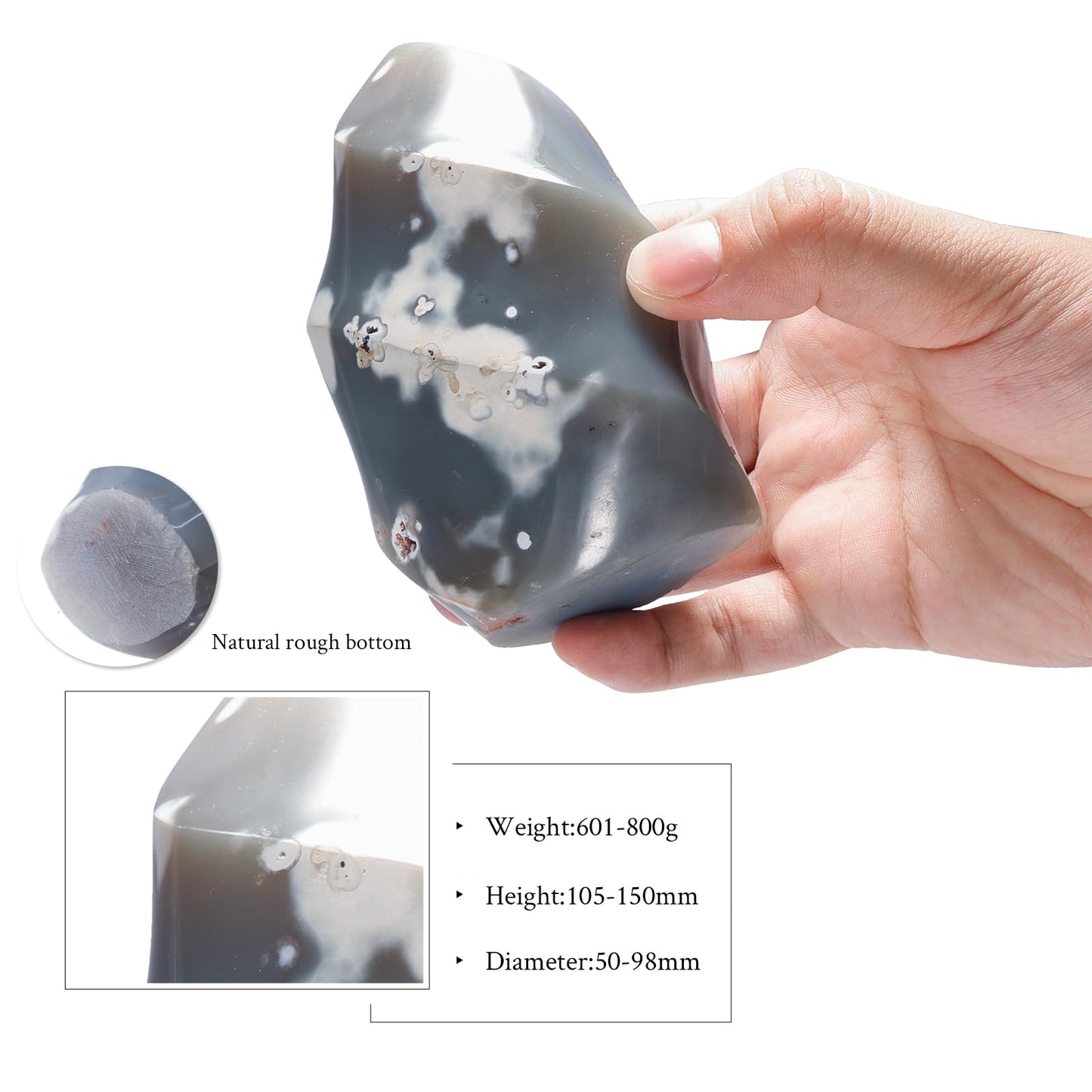 mookaitedecor Natural Orca Agate Crystal Flame Tower Standing Torch Point Flame Shaped Stone Towers Obelisk Reiki Energy Meditation Home Decor, 1.32-1.76 LB