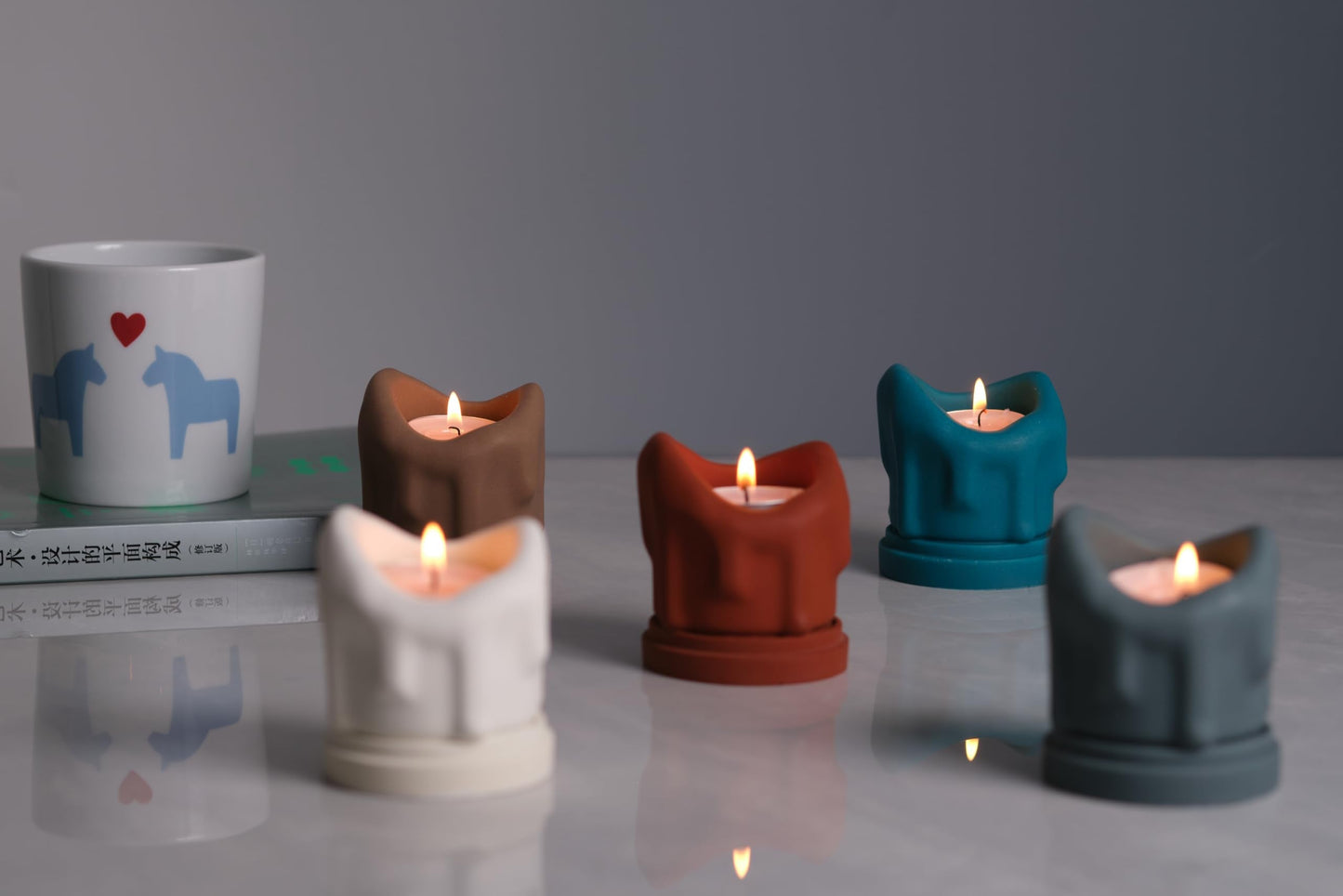 ICNBUYS Handcrafted Tealight Candle Holder Designed as a Melting Candle; Handmade Tea Light Candle Holder; Bathroom, Living Room Mantel, Entryway, Buffet and Dining Table Decoration Peacock Blue