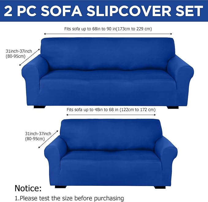 Peryiter 2 Pcs Sofa Covers Couch and Loveseat Covers Set Stretch Sofa Slipcover
