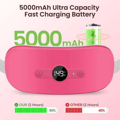 NOWWISH Heating Pad for Period Cramps Pain Relief, Portable Electric Cordless Menstrual Heating Pad Rechargeable with 6 Heat Levels and 6 Massage Modes, Christmas Gifts for Women Teen Girls, Pink