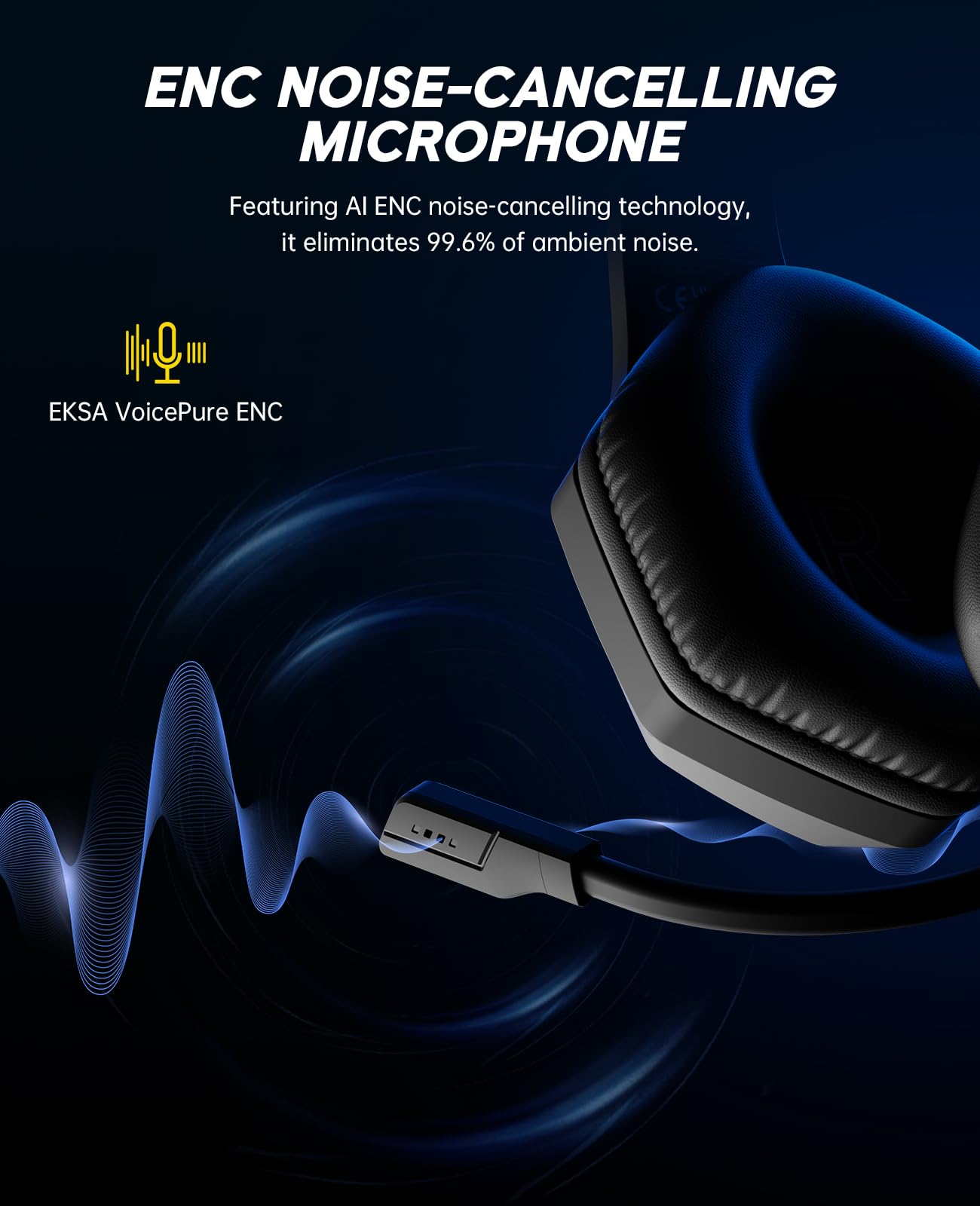 EKSA 2.4GHz Wireless Gaming Headset for PS5,PS4,PC,Switch,Mobile,Mac, Bluetooth Gaming Headphones with ENC Microphone, RGB, 20ms Latency, 120H Battery, 7.1 Surround Sound Headset, 3.5mm Audio Cable