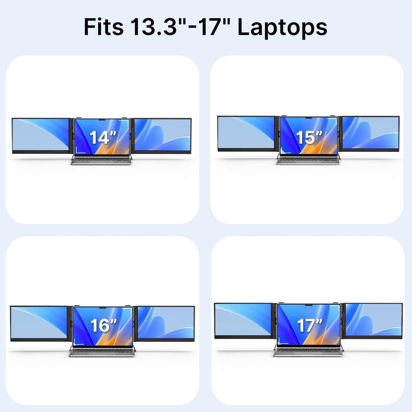 Laptop Screen Extender - Ultra-Thin 1.3lbs 14" FHD IPS Dual Portable Monitor Extension for Laptop, Attachment Plug & Play for 13-17" Laptops, Second Extra Travel Display for Windows/Mac/Android