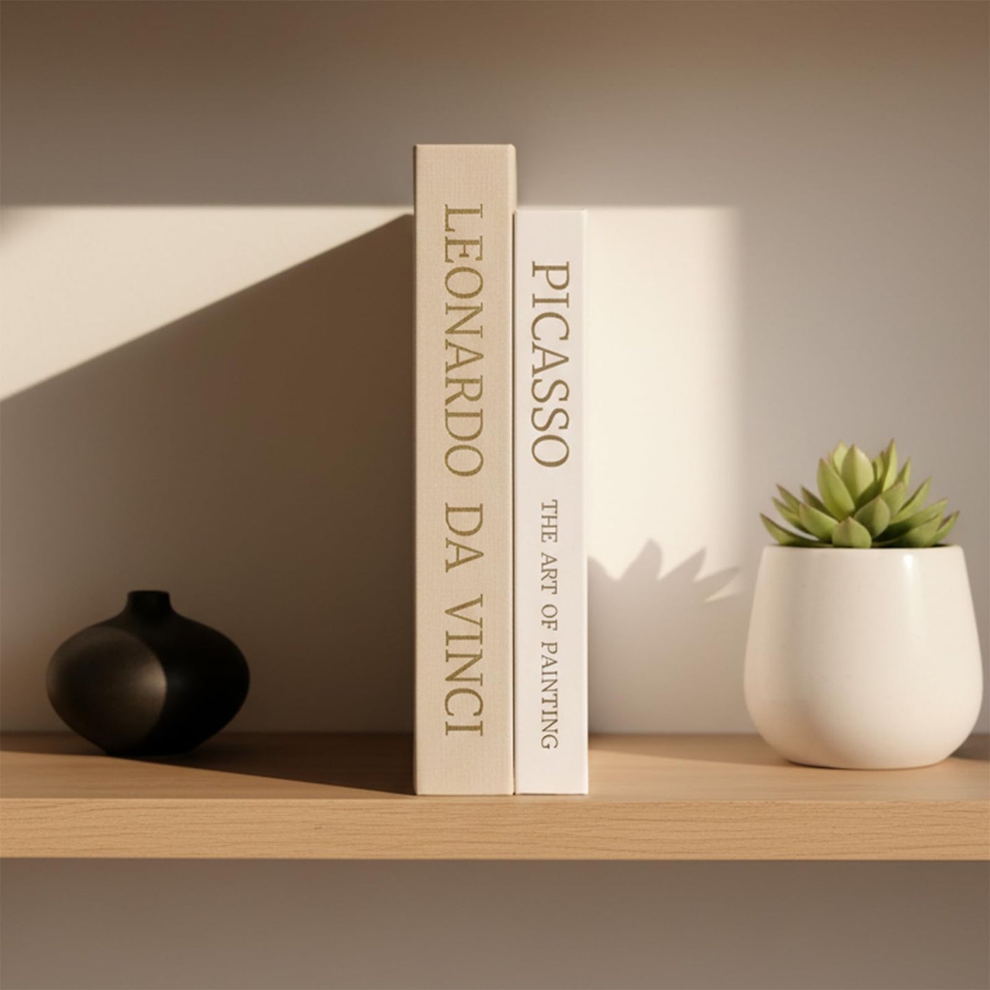 Decorative Books with Picture Frame Set - Neutral Linen Books for Home Decor - Stackable Faux/Fake Bookfor Coffee Table, shelf, entryway, Bedside - Hidden Storage Box for Remote & Photo（Set of 2）