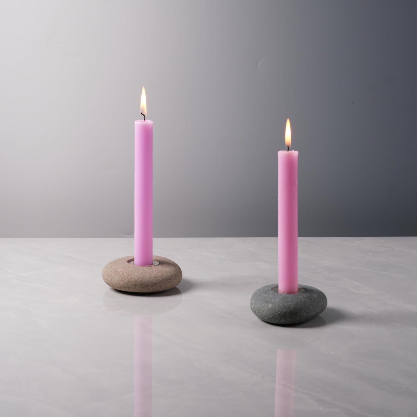 ICNBUYS Handmade Natural Pebble Taper Candle Holder Handcrafted Taper Candle Holder for Altar, Mantle, Desk, Table, Shelf