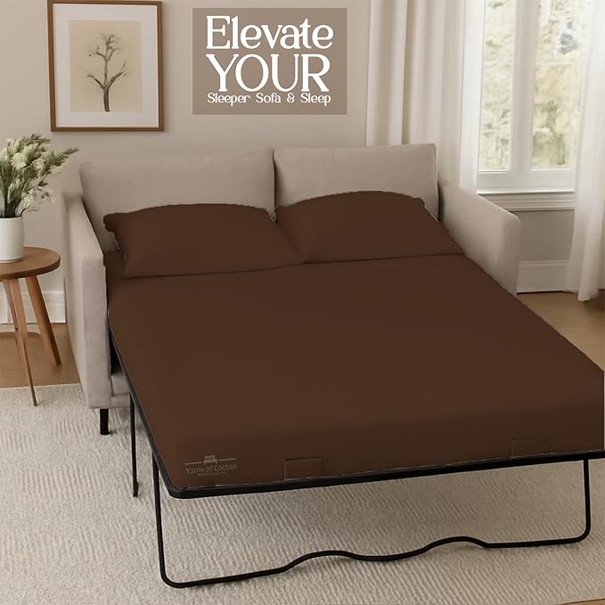 Sleeper Sofa Bed Sheet, 100% Cotton 400 Thread Count, 4 Piece Set, Deep Pocket