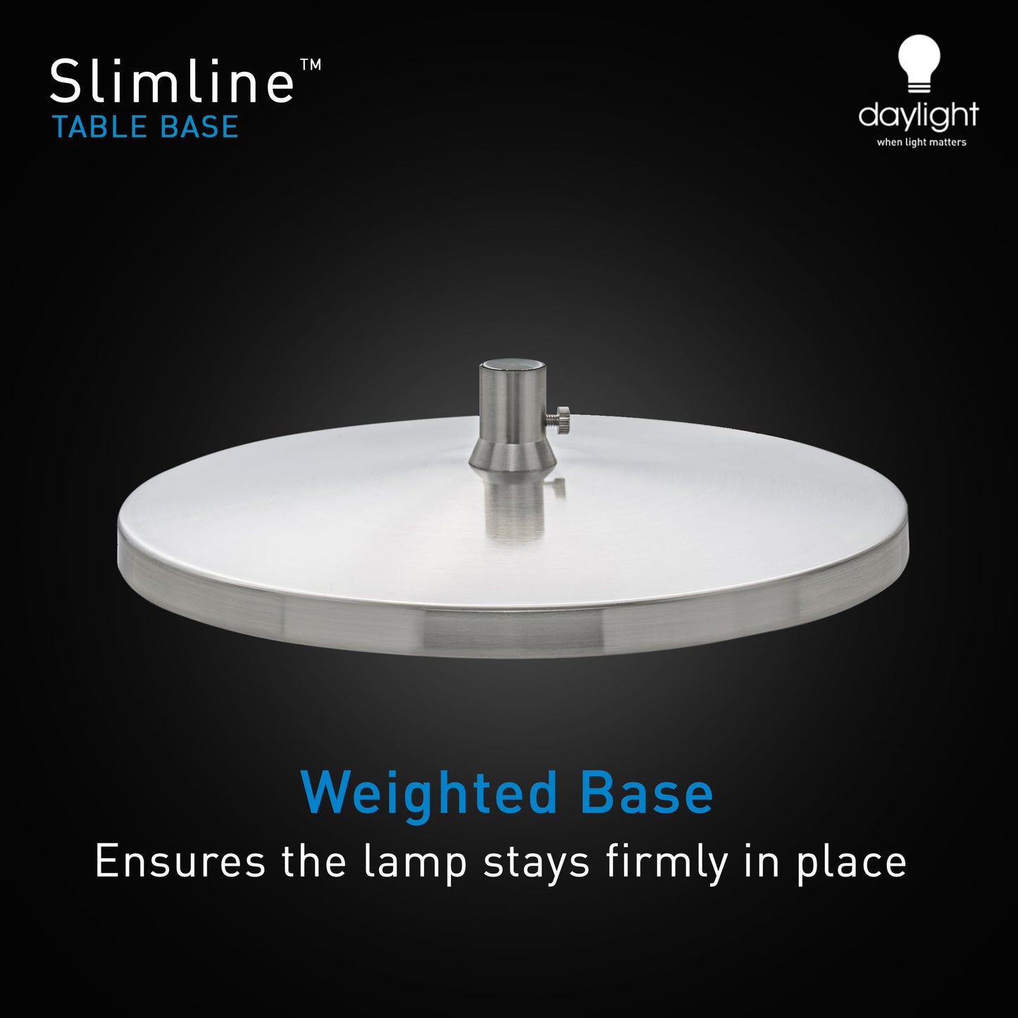 Desk Lamp Base for Slimline Models – Non-Slip Freestanding Stand - Compatible with D35108, D35107, D35106 – Brushed Steel Finish