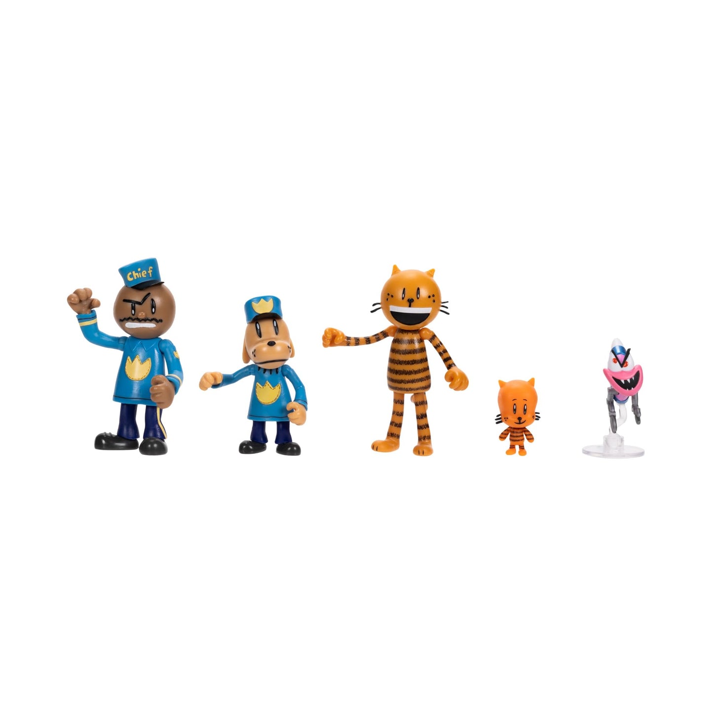 Dog Man Movie Action Figures Multipack Set by Jakks Pacific, Includes 6.3 cm Articulated Scale Figures - Inspired by the Dog Man Movie Toys, Lil Petey, Petey, Chief, and Flippy!