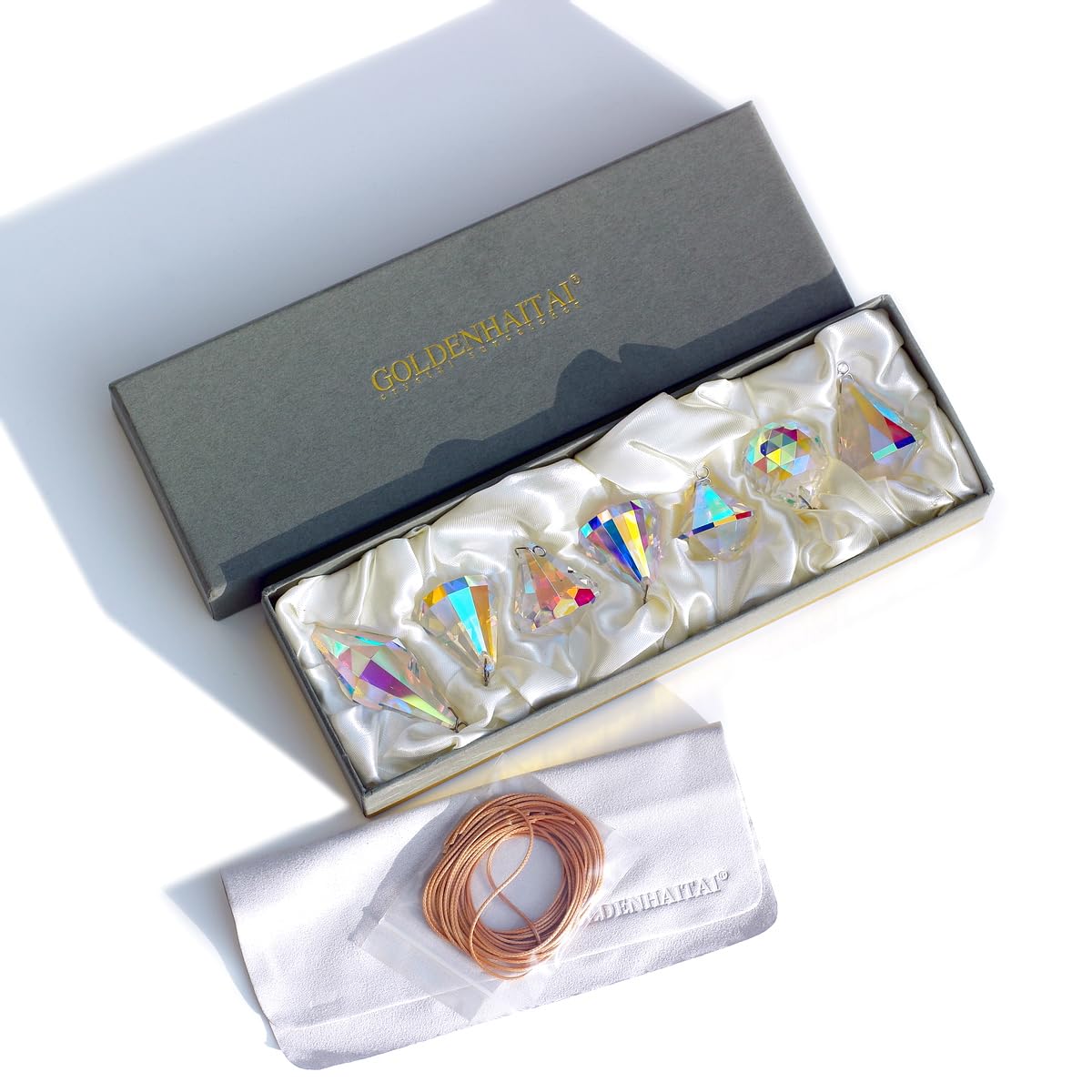 GOLDENHAITAI Crystal Chandelier Prism Suncatcher for Window Hanging Jewelry Ornament Set of 7 (Clear AB)