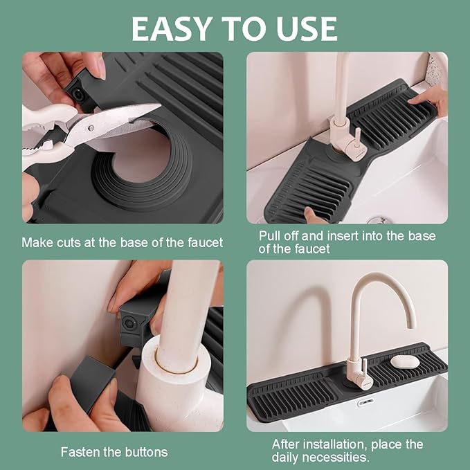 24 Inch Faucet Mat for Kitchen Sink Silicone Folding Faucet Mat for Bathroom