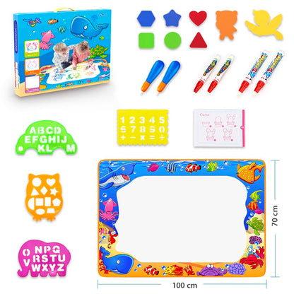Water Doodle Mat - Kids Painting Writing Color Doodle Drawing Mat Toy Bring Magic Pens Educational Toys for Age 2 3 4 5 6 7 Year Old Girls Boys Age Toddler Gift