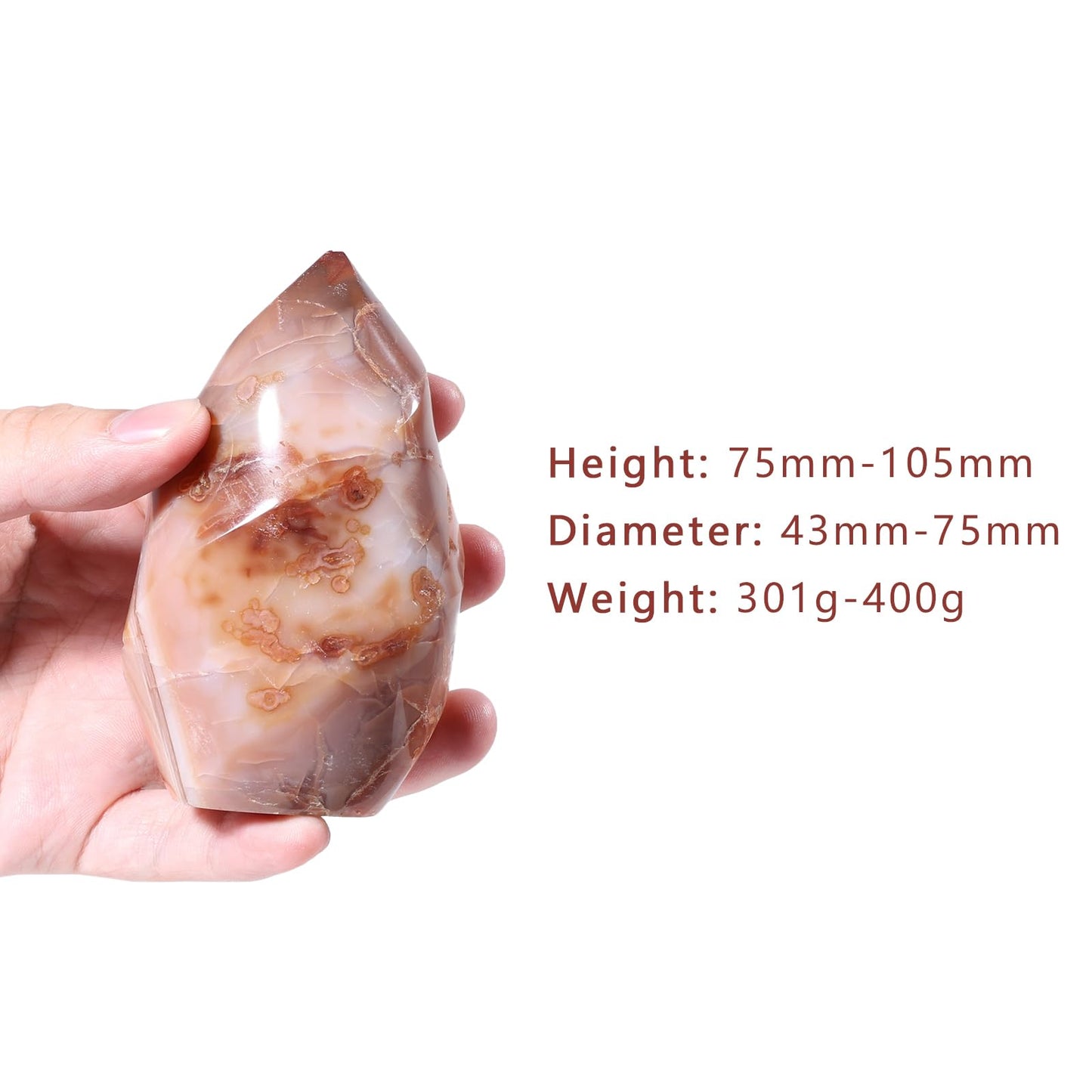 Amogeeli Natural Red Agate Flame Shaped Stone Energy Flame Towers Obelisk Crystal Quartz Reiki for Home Office Decoration, 0.66-0.88lb