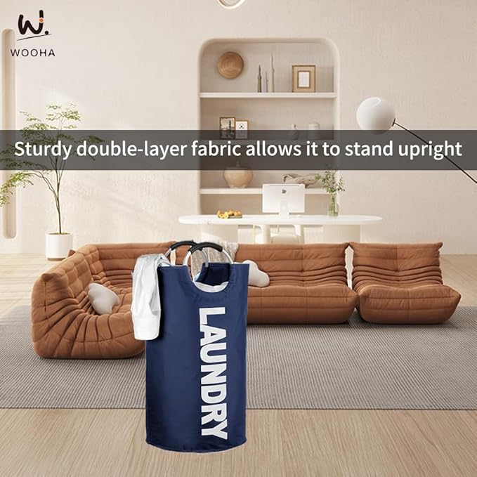 WOOHA 125L Large laundry basket, Collapsible laundry hamper, Tall Clothes