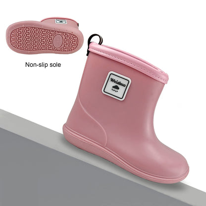 Toddler Wellies Soft PVC Boots Waterproof Lightweight Rain Boots for Little Kids Unisex Boys Girls, Manufacturer Size 14, 5.5 UK Child, Pink